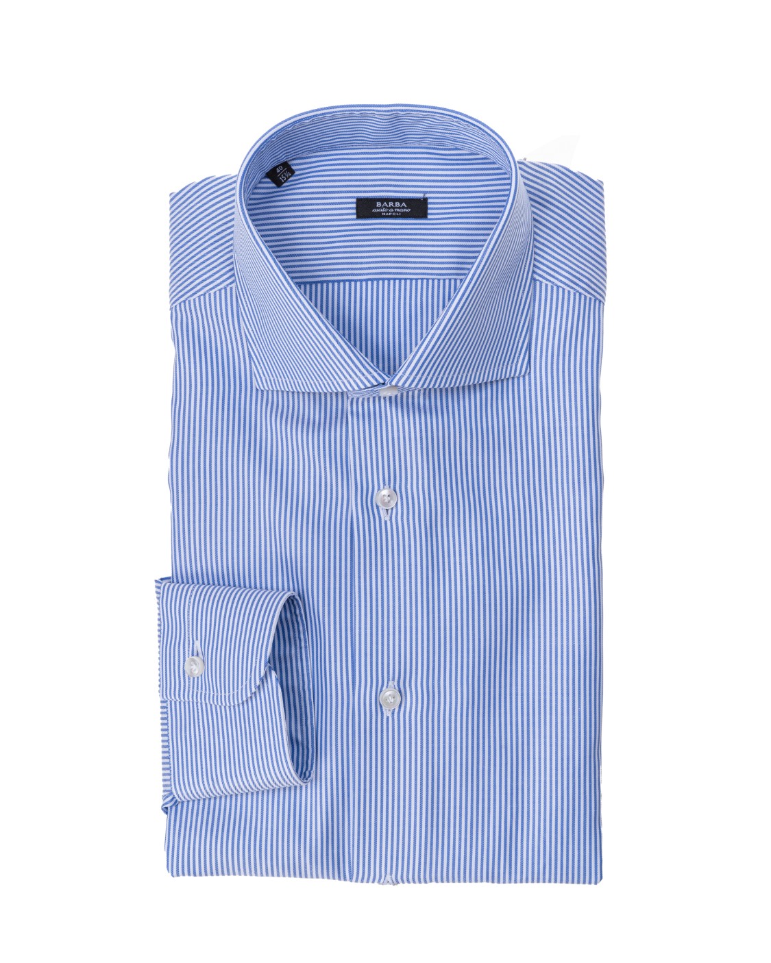 shop BARBA  Camicia: Barba camicia in cotone a righe celesti e bianche.
Bottoni in madre perla.
Slim fit.
Colletto alla francese.
Composizione: 100% cotone.
Fabbricato in Italia.. 30112-02 CELESTE number 6271600